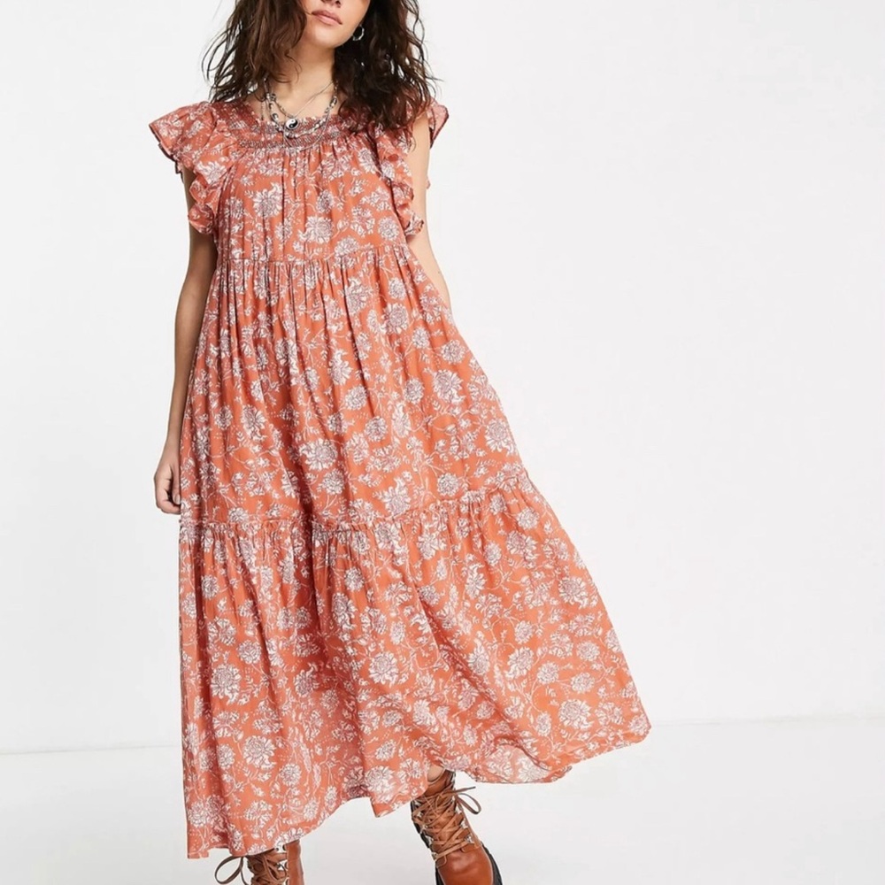 Free People Rust Floral Maxi Dress